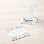 Sage Chinoiserie Bloemen Huwelijksgunsten Kartonnen Onderzetters (Insitu)
