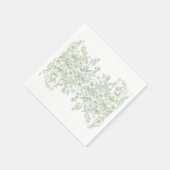 Sage Chinoiserie  Bloemen Trouwdessert Servet (Hoek)