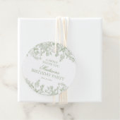 Sage Chinoiserie Bloemen Verjaardagskring Bedankjes Labels (In situ)