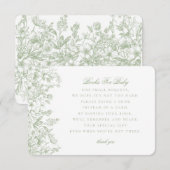 Sage Chinoiserie Books for Baby Invitation Insert Informatiekaartje (Voorkant / Achterkant)