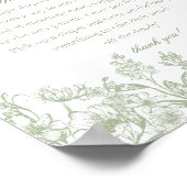 Sage Chinoiserie Flora Diaper Thoughts Baby Shower Poster (Hoek)