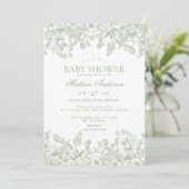 Sage Chinoiserie  Floral Baby shower Kaart (Staand voorkant)