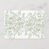 Sage Chinoiserie Floral Details Card Invitation Informatiekaartje (Achterkant)
