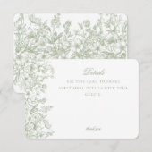 Sage Chinoiserie Floral Details Card Invitation Informatiekaartje (Voorkant / Achterkant)