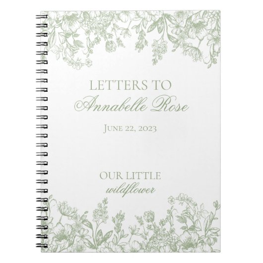 Sage Chinoiserie Floral Letters to Birthday Letter Notitieboek (Voorkant)