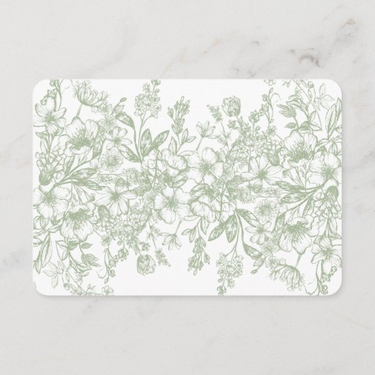 Sage Chinoiserie Floral RSVP Respose Card Informatiekaartje (Achterkant)