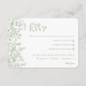 Sage Chinoiserie Floral RSVP Respose Card Informatiekaartje (Voorkant)