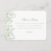 Sage Chinoiserie Floral Share Recipe Invitation Informatiekaartje (Voorkant)