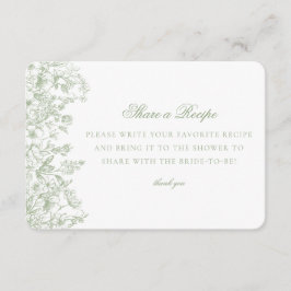Sage Chinoiserie Floral Share Recipe Invitation Informatiekaartje