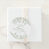 Sage Chinoiserie Floral Vrijgezellenfeest Circle Bedankjes Labels (In situ)