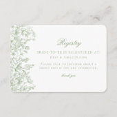 Sage Chinoiserie Retro Floral Bridal Registry Card Informatiekaartje (Voorkant)