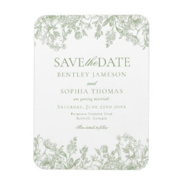 Sage Chinoiserie Vintage Bloemen Save the Date Kaa Magneet