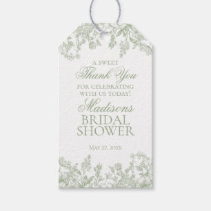Sage Chinoiserie Vintage Bloemige Bruiloft Feest Cadeaulabel