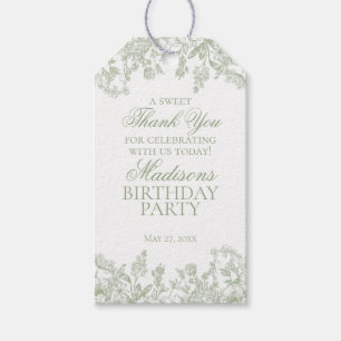 Sage Chinoiserie Vintage Bloemige Verjaardags Cade Cadeaulabel
