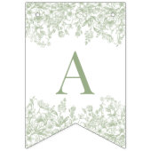 Sage Chinoiserie Vintage Floral Birthday Decor Vlaggetjes (Derde vlag)