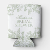 Sage Chinoiserie Vintage Floral Bridal Shower Blikjeskoeler (Achterkant)