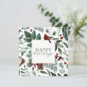 Sage Christmas Greenery en bessen vakantie Kaart (Staand voorkant)