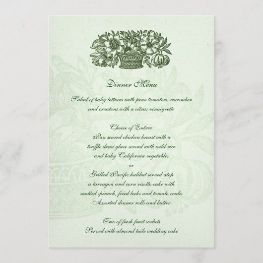 Sage Classic Bloemmandje Menu (Voorkant)