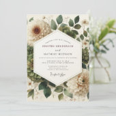 Sage Classic Bloom Bruiloft Kaart (Staand voorkant)