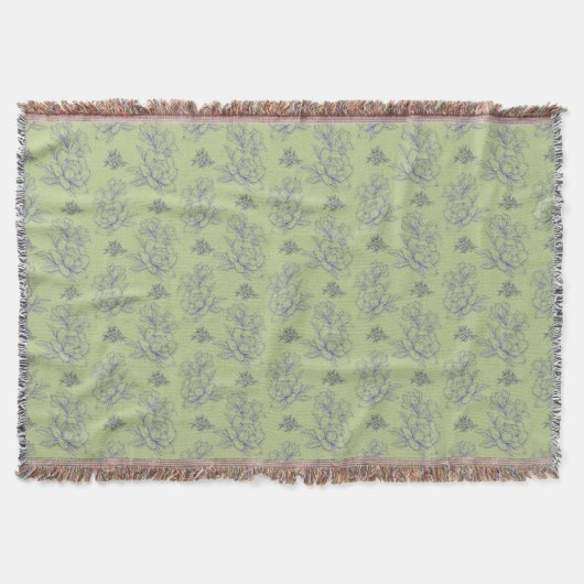 Sage Classic  Eenvoudig bloempatroon Deken (Voorkant)