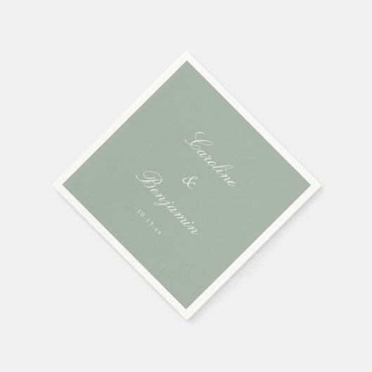 Sage Classic Script Elegant Wedding Custom Name Servet (Hoek)