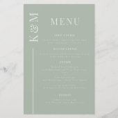 Sage Clean Line Bruiloft Diner Menu (Voorkant)