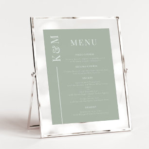 Sage Clean Line Bruiloft Diner Menu
