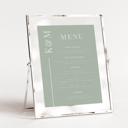 Sage Clean Line Bruiloft Diner Menu
