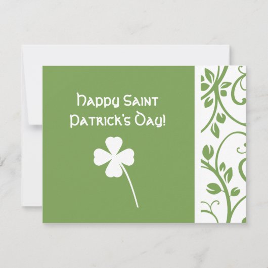 Sage Clover Floral Vine Saint Patrick's Day Note Kaart (Voorkant)