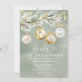 Sage Cold Buiten Snowflake Kerst Baby shower Kaart (Voorkant)