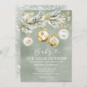 Sage Cold Buiten Snowflake Kerst Baby shower Kaart (Voorkant / Achterkant)