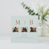 Sage Collage Photo Wedding QR Code Sla de datum op Kaart (Staand voorkant)