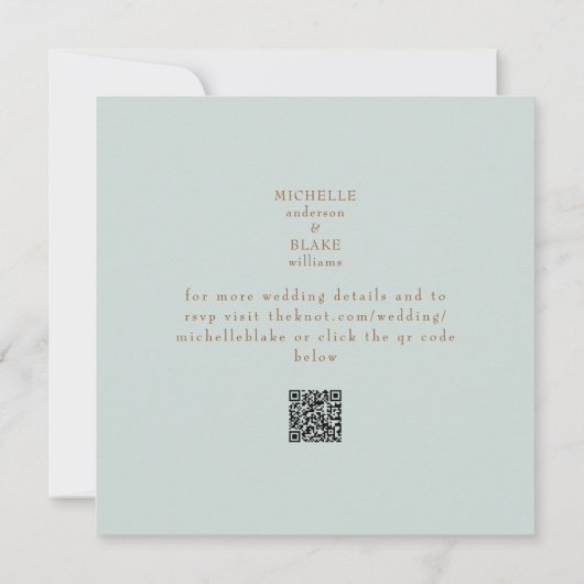 Sage Collage Photo Wedding QR Code Sla de datum op Kaart (Achterkant)