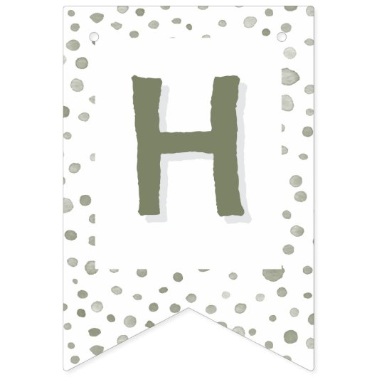 Sage Confetti Waterverf Stippen Bunting Flag Vlaggetjes (Tweede vlag)