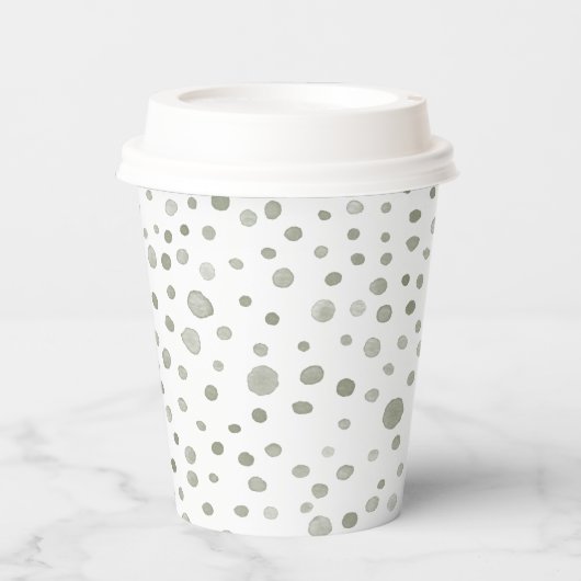 Sage Confetti Waterverf Stippen Paper Cup Papieren Bekers (Voorkant)