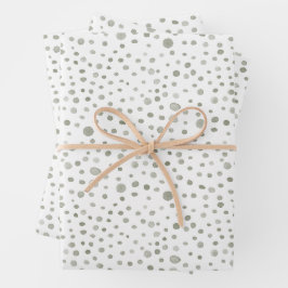 Sage Confetti Waterverf Stippen Wrapping Paper