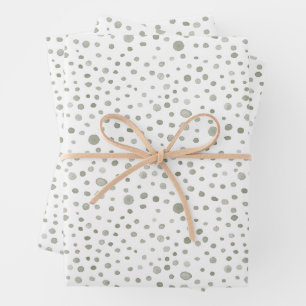 Sage Confetti Waterverf Stippen Wrapping Paper