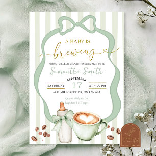 Sage Coquette Strepen baby is op komst baby Shower Kaart