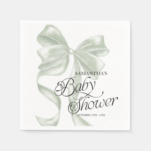 Sage Coquette Strik Babyshowerfeest Servetten (Voorkant)