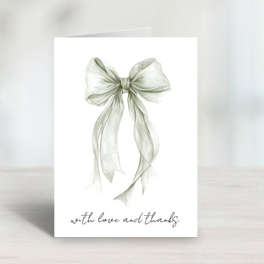 Sage Coquette Strik Watercolor Bruidscadeau Bedankkaart