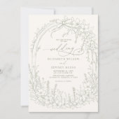 Sage Coquette Woodland Garden Floral Wedding Kaart (Voorkant)