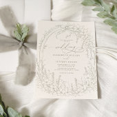 Sage Coquette Woodland Garden Floral Wedding Kaart