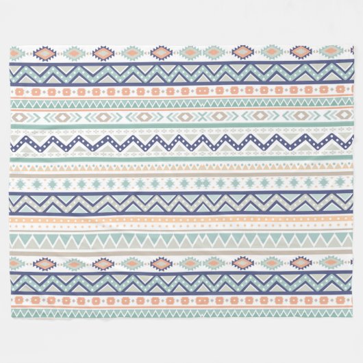 Sage & Coral Native American Pattern Fleece Deken (Voorkant (Horizontaal))