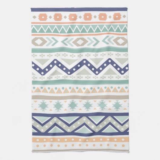 Sage & Coral Native American Pattern Theedoek (Verticaal)