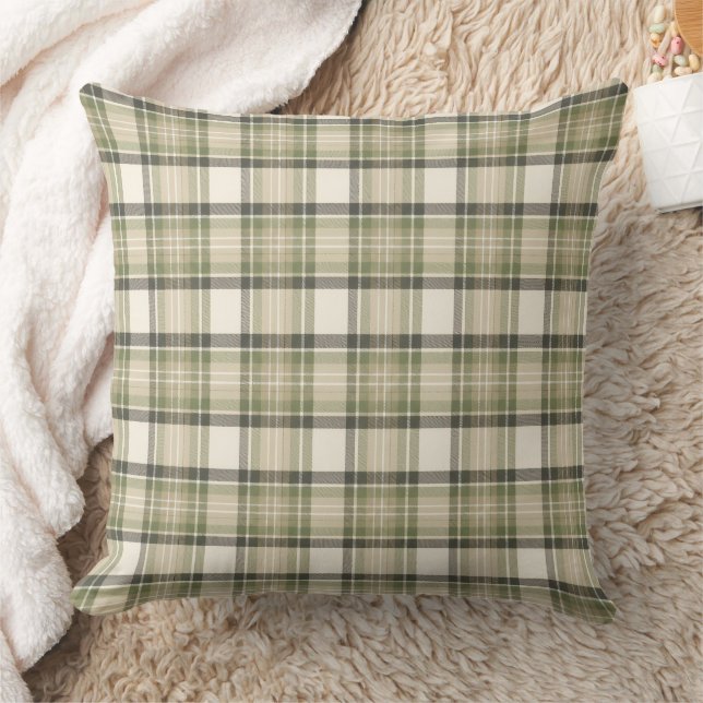 Sage Cottage Sage Groen Tartan Plaid Kussen (Deken)