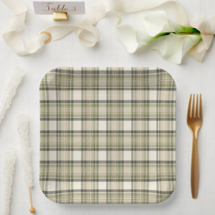 Sage Cottage Sage Groen Tartan Schotse Ruit Papieren Bordje
