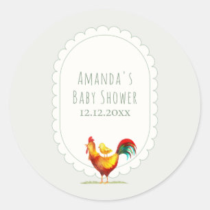 Sage Cottagecore Haan Babyborrel Ronde Sticker