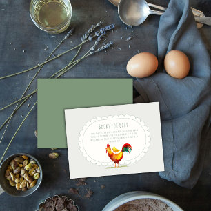 Sage Cottagecore Haan Kuiken Boeken Baby Shower Informatiekaartje