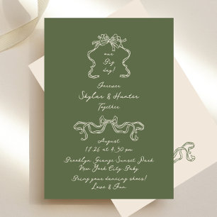Sage & Cream Boho Doodle Handgeschreven Retro Wedd Kaart