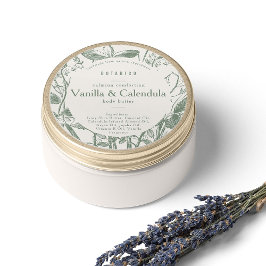 Sage Cream Botanical Floral Moderne Simple Product Ronde Sticker